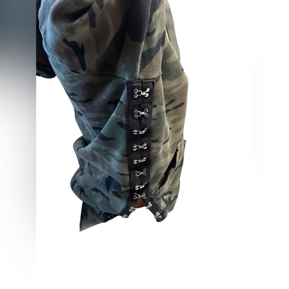 NSF Soul Cycle Camo Lissie Cozy Fleece Drawstring Green Hoodie Sweatshirt M - Picture 3 of 9